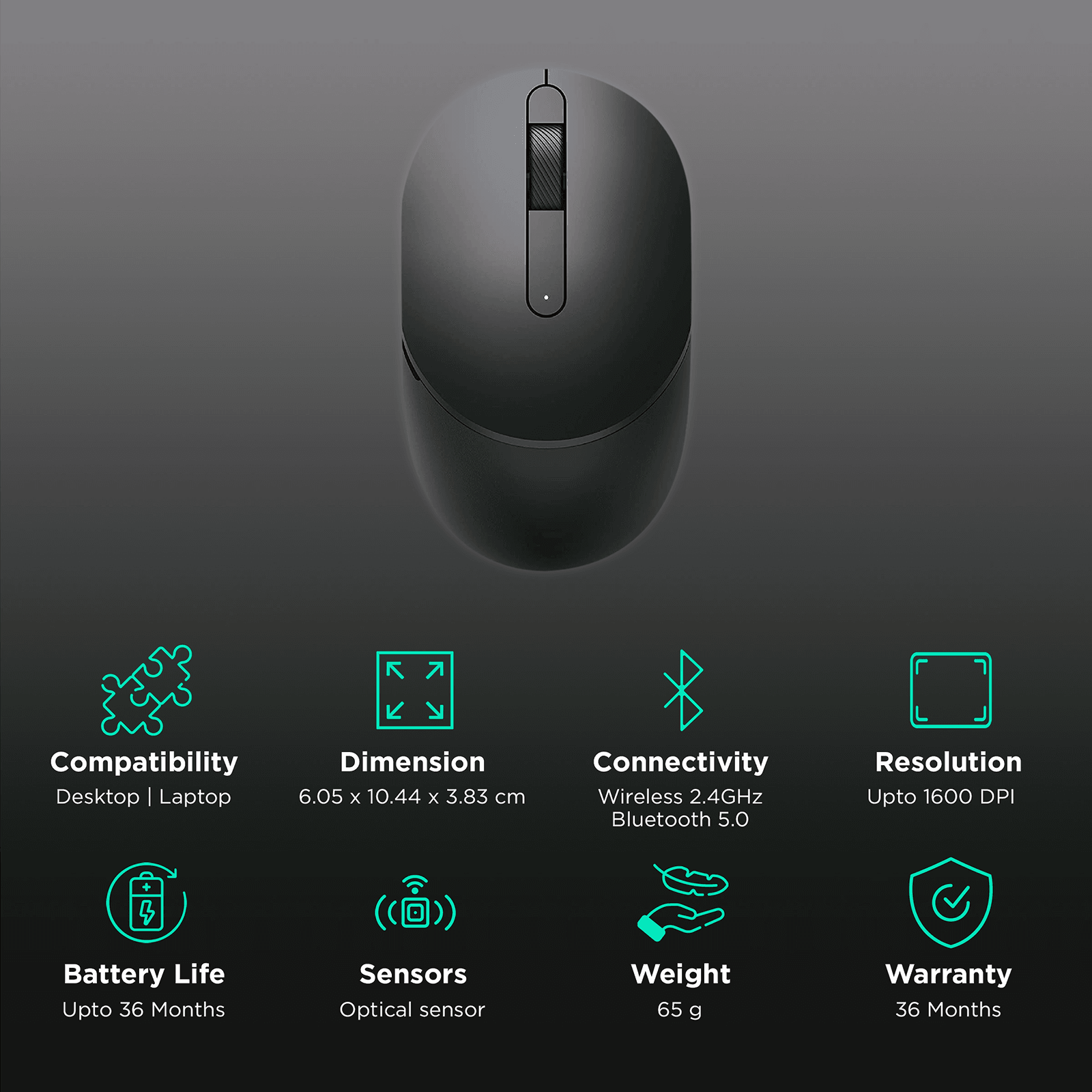 Mouse Wireless + Bluetooth Dell - AlienStore