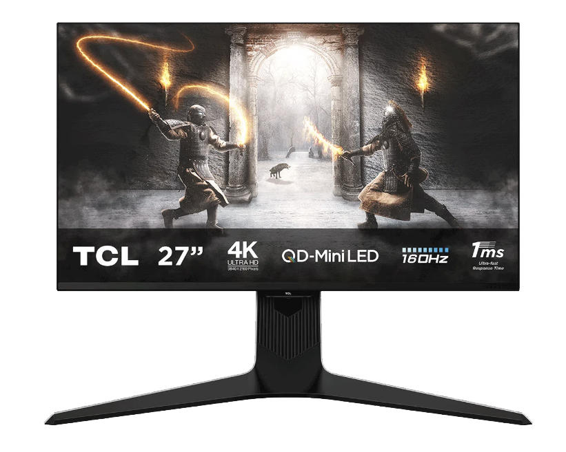 Monitor Gaming QD-Mini LED TCL 27R83U 27-inch 4K UHD 3840x2160 160Hz 1ms HDR1400 Free-Sync G-Sync USB-C