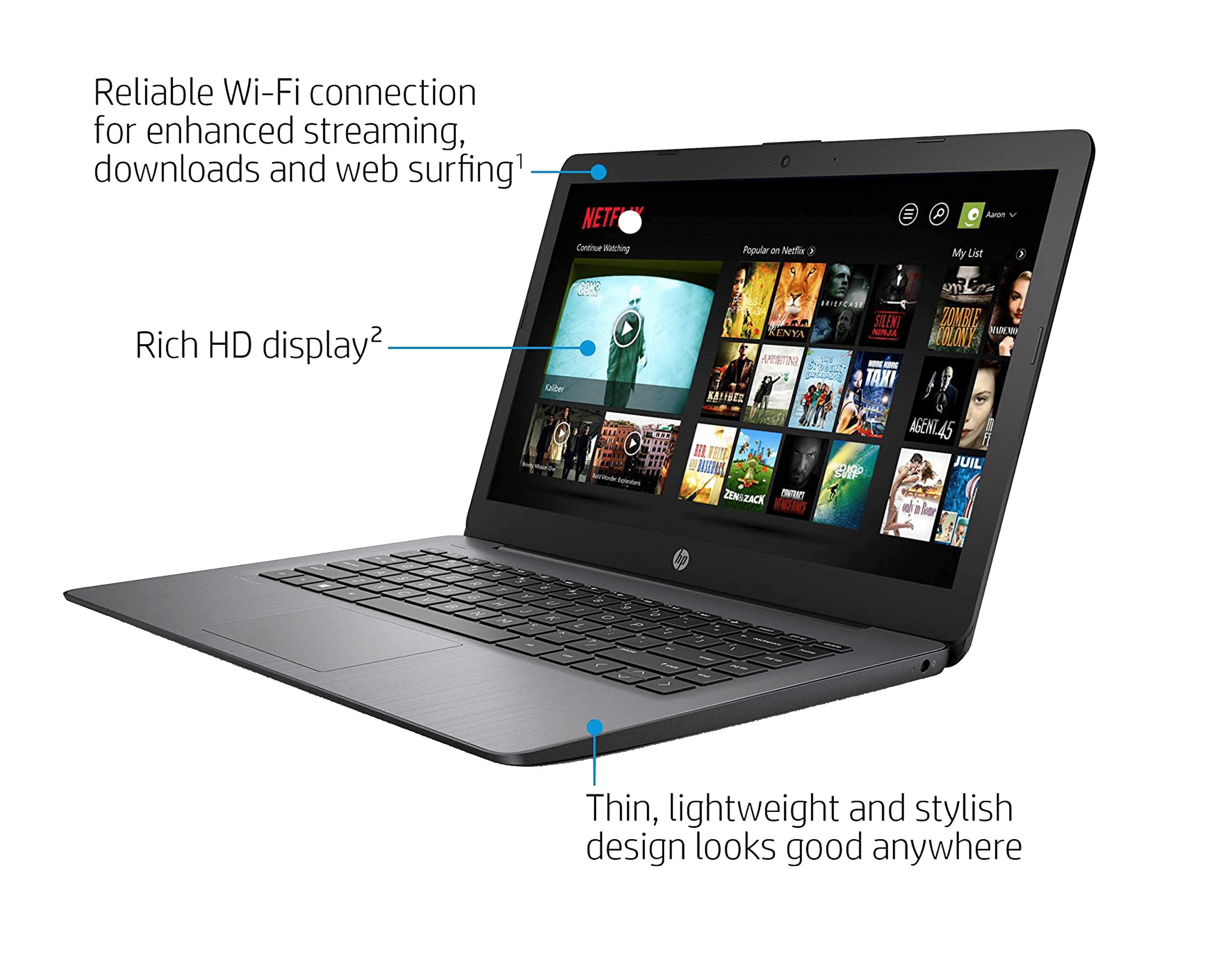 Laptop HP Stream 14" HD Intel Celeron N4000 4GB 64GB Windows 10 Office 365 Black