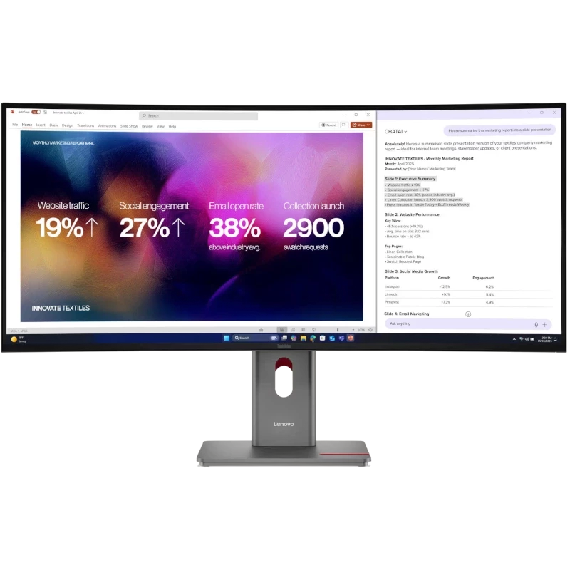 Monitor Curbat 39.7-inch 5K Lenovo ThinkVision P40W-20 5120 x 2160 120Hz 21:9 Thunderbolt 4